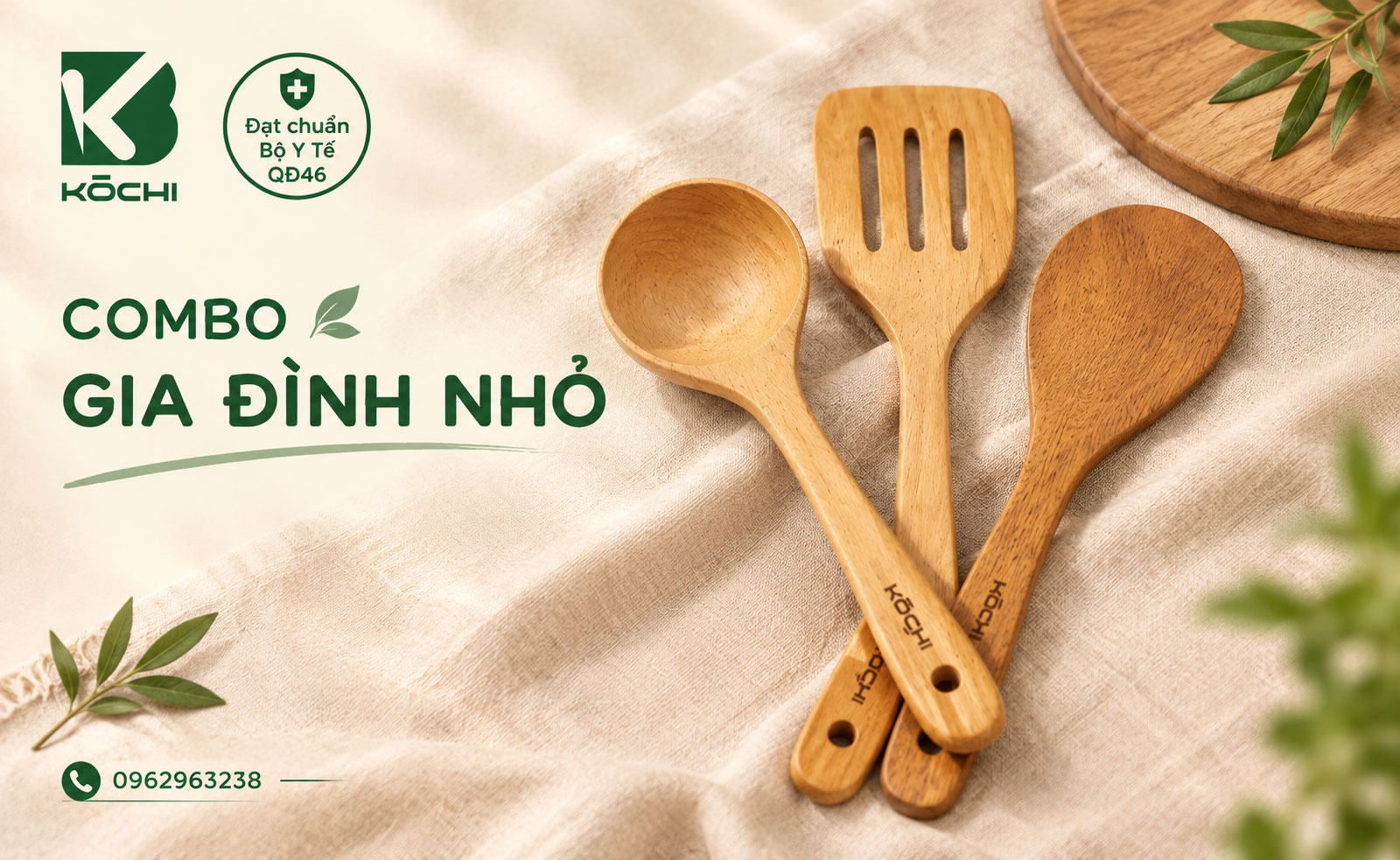 Trọn bộ dụng cụ nấu ăn bằng gỗ chuẩn y tế từ thương hiệu KOCHI WOOD