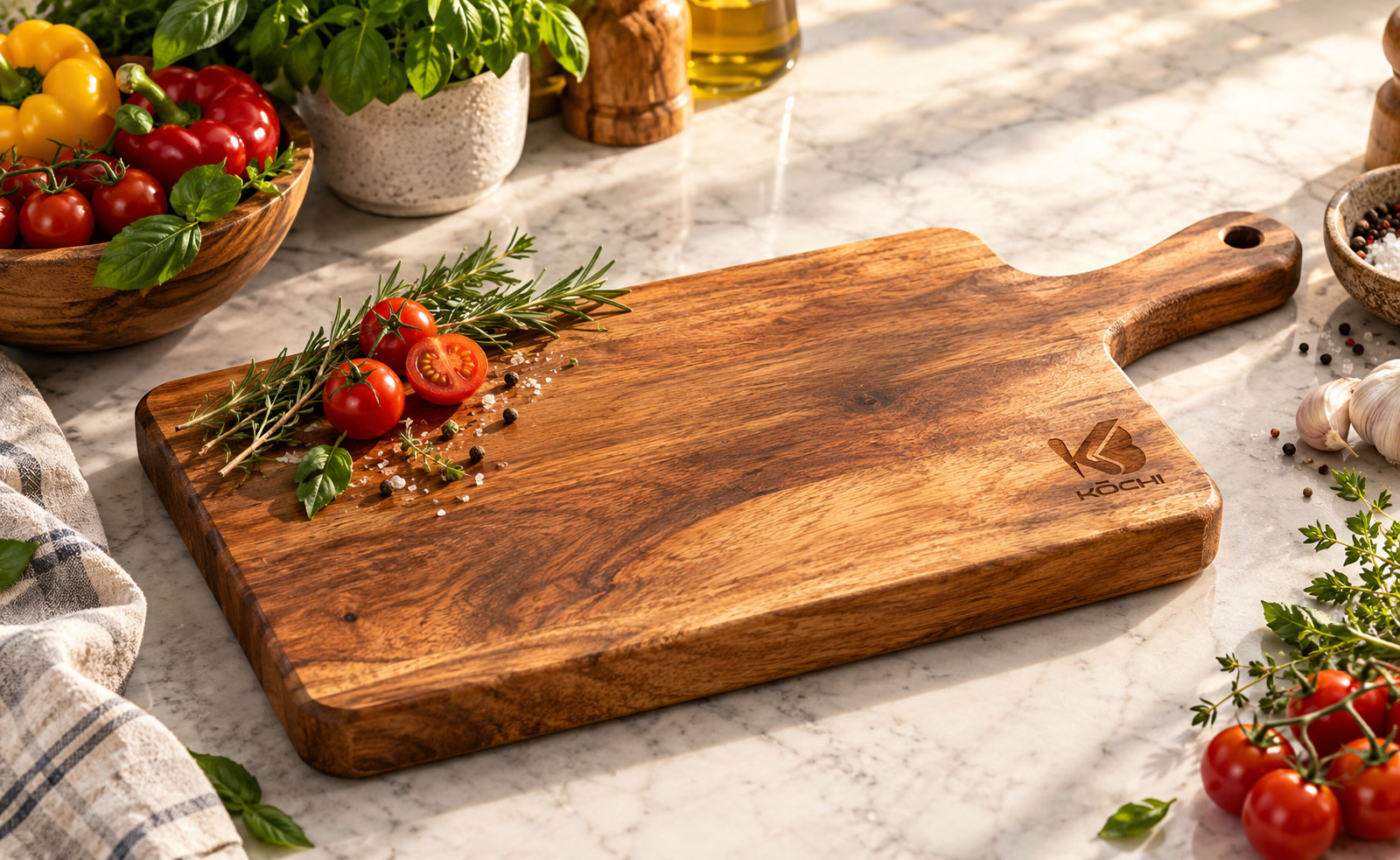 Thớt gỗ tự nhiên KŌCHI WOOD không hóa chất, chống mốc, an toàn cho sức khỏe.