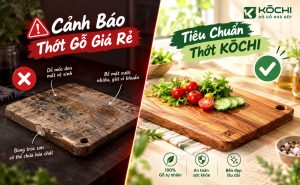 Thớt gỗ an toàn thực phẩm KOCHI so với thớt gỗ sơn hóa chất giá rẻ