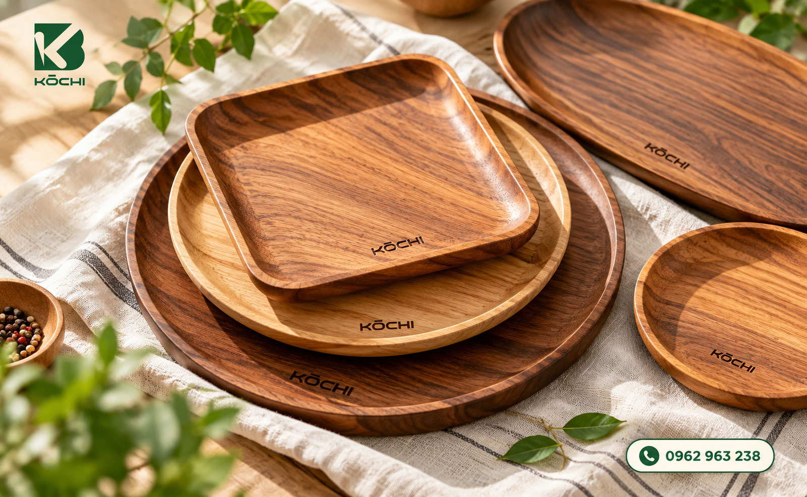 Bộ sưu tập dĩa gỗ decor trang trí phong cách Japandi cao cấp từ KŌCHI WOOD